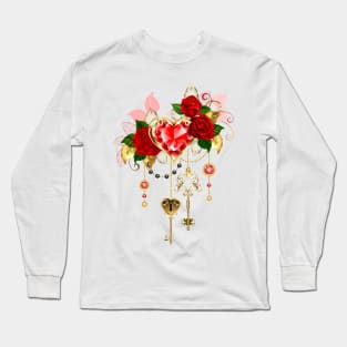 Ruby Heart with Roses Long Sleeve T-Shirt